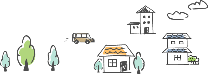 木や車、家のイラスト